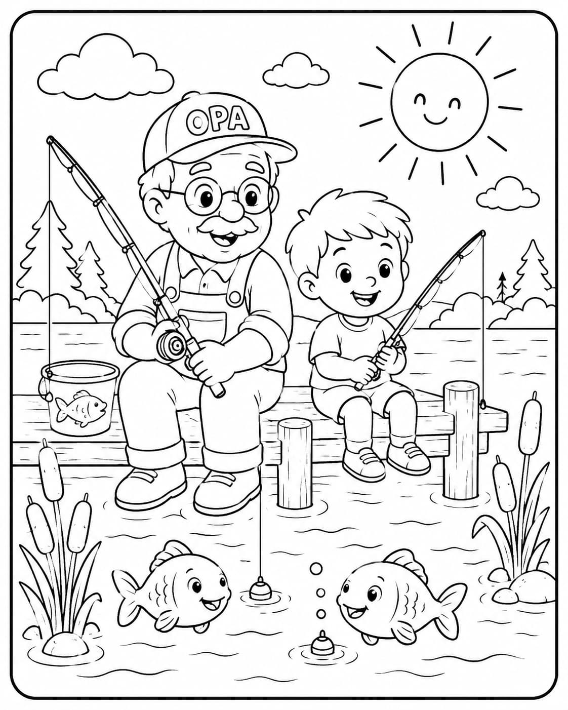 Oma und Opa Motiv 4 als kostenloses Ausmalbild für Kinder